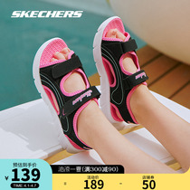 Skechers Skeckie Girl 2022 Spring Summer New Magic Sticker Crash Color Beach Shoes Breathable Casual Sandals