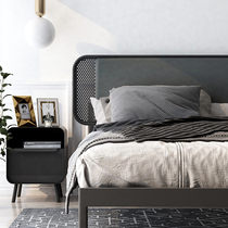 Nordic bed iron bed iron bed iron bed double bed light luxury modern simple master bedroom technology cloth soft bag bed