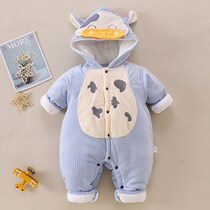 Baby jumpsuit winter padded newborn clothes warm cotton clothes outside clothes men and women baby cotton ha clothes