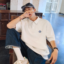 2021 summer new short-sleeved mens polo shirt tide brand Korean version Japanese white T-shirt loose paul lapel top