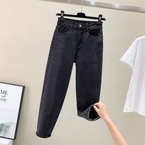 Sema brand discount women's clothing counter withdrawal cabinet tail goods clearance special spring and autumn Harlan high waist smoke gray cattle