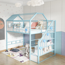 Wrought iron elevated bed bed to bed table apartment duplex second floor bed high low bed space loft bed loft bed