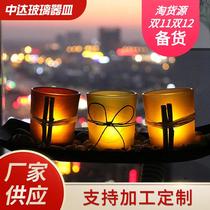 (Candle Utensil) European-style LED glass candle cup 3 pieces SUIT COLORED CANDLE HOLDER Decorative Pendulum fragrant lavender cup