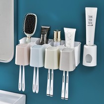 Couples toothbrush shelve a three-four-mouth toothbrush rack bathroom wall-mounted free-to-punch washing cup toothpaste containing shelf