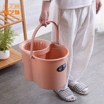 Floor mop bucket Household hand-free single bucket thickened single barrel rotating mop bucket Hand pressure with pulley squeeze bucket
