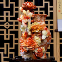 Sushan stone vase at the mercy of Han Bai Yugu Qingyu Basile crystal Xiu Iwanyu jade engraving Xuanguan Living room to decorate jade