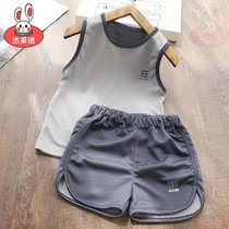 Childrens summer sports suit Boys and girls quick-drying breathable sports vest suit Childrens mesh two-piece set