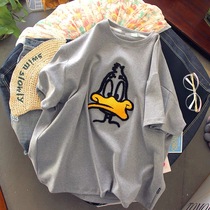 Hong Kong wind Super fire short sleeve T-shirt female 2021 loose Korean version of ins Tide Original Style sweet and spicy Hong Kong flavor half sleeve top