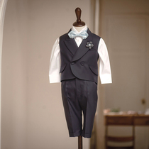Beilan Samar childrens suit suit boys three-piece British jacket baby suit male baby flower