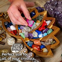 The new product holds crystal stone lotus shape tray display storage box pine wood handicraft ornaments