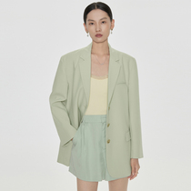  Small high-end sense blazer womens 2021 spring and autumn new fruit green loose casual all-match suit top