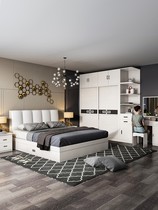 Nordic bed Modern simple wardrobe Master bedroom Double bed Bedroom furniture set combination Wedding room cabinet Whole house package