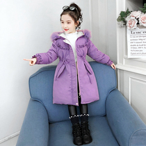 Girls  winter cotton coat jacket 2021 new medium and large childrens thick down cotton clothes girls Korean version of the medium and long cotton jacket