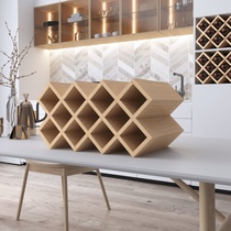 Red wine grid diamond-shaped wine grid wooden wine rack European wine cabinet grid solid wood wine grid creative simple wine rack