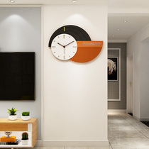 New modern high-end light luxury wall clock art simple Japanese clock living room household wooden fashion decorative clock