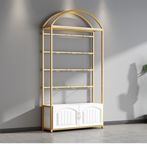 Underwear store shelf bra underwear display cabinet against the wall pajamas clothing store with hook gold multi-function rack