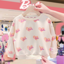 Barbie BARBIE girl full of printed cartoon blouses child 2022 new round neckline baby boy dress foreign air