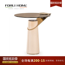 FORLI high-end Italian leather side light luxury round designer corner several creative sofa side cabinet small coffee table