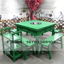 Solid wood hot pot table and chair spicy hot pot yuan zhuo yi suite dining tables and chairs electromagnetic furnace gas-fired c1