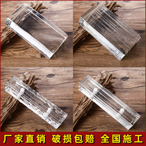 Hot melt series glass brick Transparent square solid crystal brick Hot melt brick 50*100*200mm perforated perforated