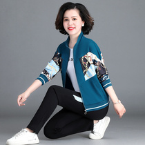 361 middle aged mother sportswear suit female spring autumn new Jordan Noo foreign air casual jacket Three sets of cotton