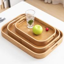 Bamboo wooden tray rectangular Japanese ins cake pizza plate round plate Nordic household tea cup tableware