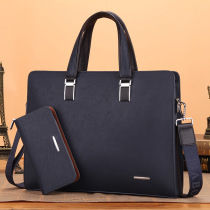 Briefcase Waterproof Cross Section Large Capacity Computer Bag Men Business Casual Handbag Blue Satchel Single Shoulder Bag Black
