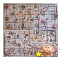 Mesh barbed wire grid Photo wall shelf Wrought iron decorative photo frame background wall jewelry display rack Hanging wall iron frame