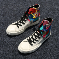 2022 New tide Ouyang Nana Tongan shoes High Help Sail Cloth Shoes Mens Summer 1970s Splicing Board Shoes Men