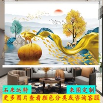 Customized roller blinds 3D three-dimensional light luxury stone to run elk landscape curtains modern simple lifting living room decorative painting
