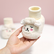 Newborn baby shoes and socks 3-6-9-12 months autumn and winter plus velvet cute warm soft foot cover shoes prevent