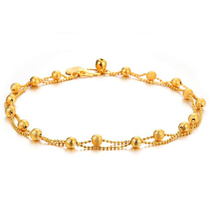 Chow Tai Fook Huanmei European currency Vietnam sand gold anklet women Korean version of ball gold-plated anklet Bell transfer bead Golden Foot