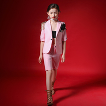 Girls suit suit Catwalk dress fashion trend Little girl model competition Catwalk small suit personality cool summer style