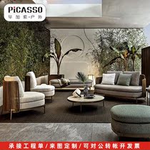 Outdoor rattan sofa leisure Nordic table and chair Garden Club furniture villa balcony waterproof three-person rattan chair large combination