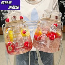 Large capacity portable water cup female summer high value fitness high temperature water bottle sports large net Red Cup