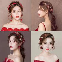 Bridal headdress Simple atmosphere Forest fairy hair hoop toast suit Wedding super fairy dress head flower wine red hair ornament
