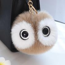 Cute panda big eyes cute bag pendant imitation fox hair car pendant hair ball keychain source manufacturer