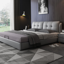 Leather bed master bed modern simple 2 m x2 M 2 m 2 200 x 220 double leather light luxury wedding bed