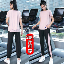 Gym morning run quick-drying summer thin yoga clothes new fat mm large size loose running sports suit women