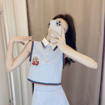 Suit womens 2021 summer new fashion womens sleeveless short top slim age-reducing hip skirt two-piece set