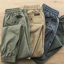 Autumn Japanese Tide brand overalls mens leggings elastic waist ankle-length pants slim casual sweatpants men Wild