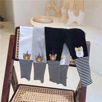 2021 Autumn New Girls baby Foreign style thin female baby leggings Spring and Autumn wear pants shark pants tide
