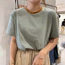 Zhou Da Ni recommends autumn 807 sweetie Korean generation simple brushed wild striped T-shirt bust 112 clothes length 67