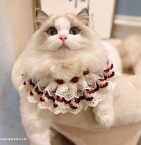 Original handmade palace luxury cat bow tie pet bib dog saliva towel jewelry collar bow scarf