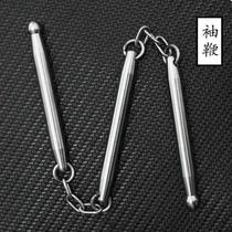 Solid stainless steel three-bar CNC machining round head sleeve whip practical practice three-section whip portable defense martial arts whip