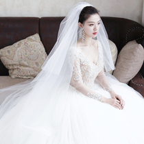 Bride veil 2021 New tailing long Senior wedding wedding wedding wedding headwear White Super fairy series champagne