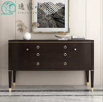 Jianmei new solid wood entrance cabinet ebony drawing gold living room corridor decoration cabinet two-door three-drawer custom cabinet