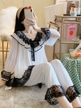 SADO YINER pajamas female spring and autumn French retro mesh modal sweet princess summer home suit
