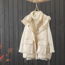 Korean hooded down cotton waistcoat womens autumn and winter loose fashion thickened Joker wearing bright face warm Waistcoat Vest