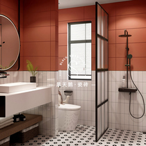 Nordic toilet tile retro orange bathroom wall brick orange balcony kitchen Net red solid color non-slip floor tiles